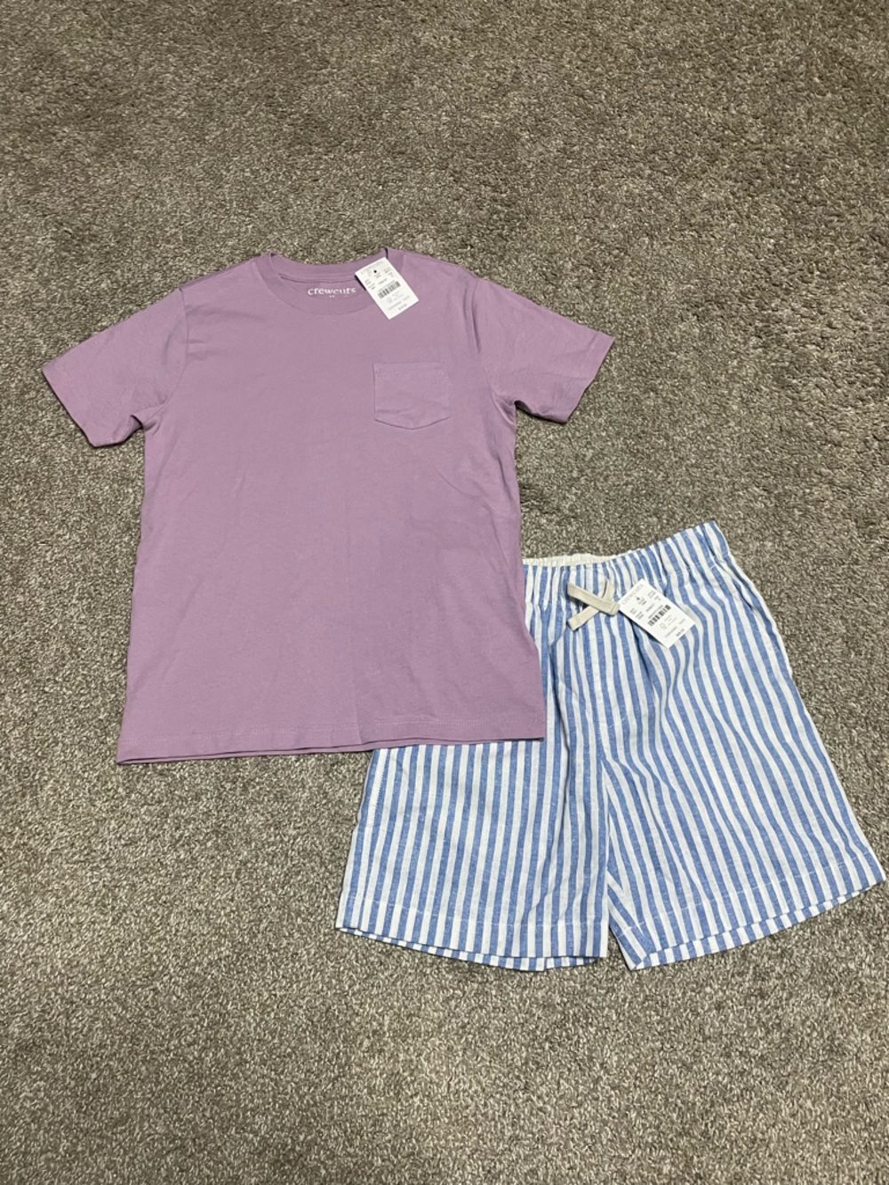 NWT J. Crew Crewcuts Pocket Tee and Linen Shorts Outfit Boy’s Size 8